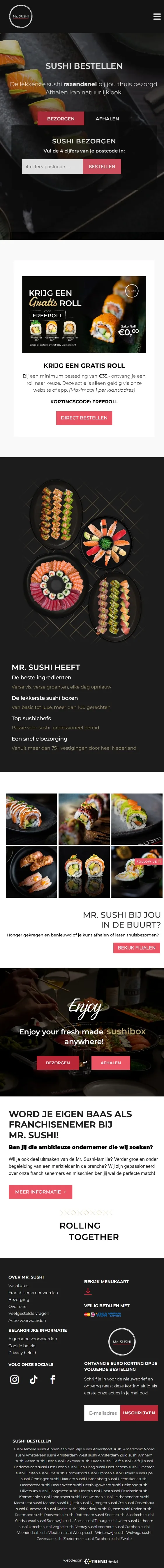 Mobiele homepage van Mr. Sushi
